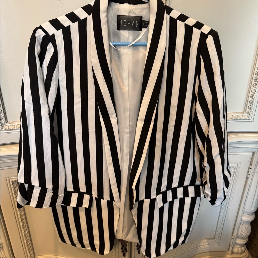 Rehab Black and White Striped Women's Jacket